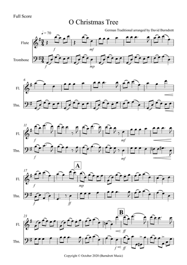 O Christmas Tree for Flute and Trombone Duet