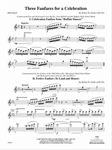 Three Fanfares for a Celebration: Piccolo