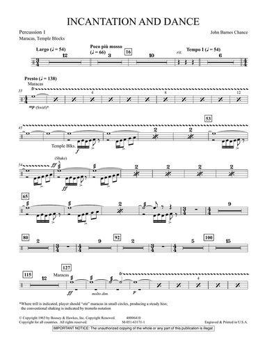 Incantation and Dance - Percussion 1