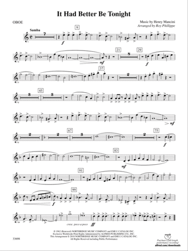 It Had Better Be Tonight (from The Pink Panther): Oboe