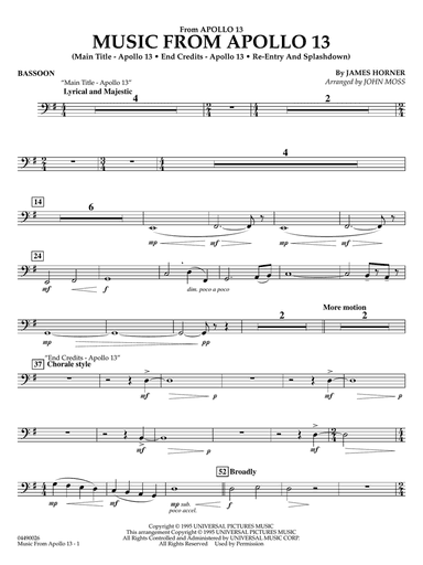 Music from Apollo 13 (arr. John Moss) - Bassoon