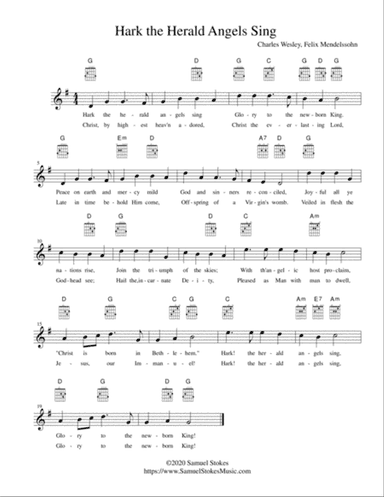 Hark! The Herald Angels Sing - lead sheet in G major