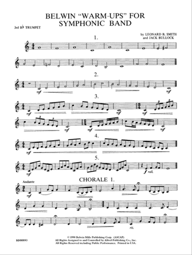 Belwin "Warm-Ups" for Symphonic Band: 3rd B-flat Trumpet