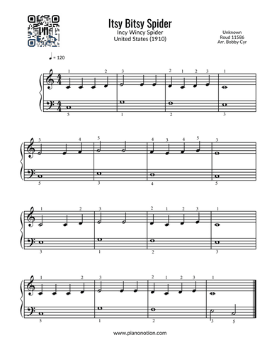 Itsy Bitsy Spider (Easy Piano Solo)