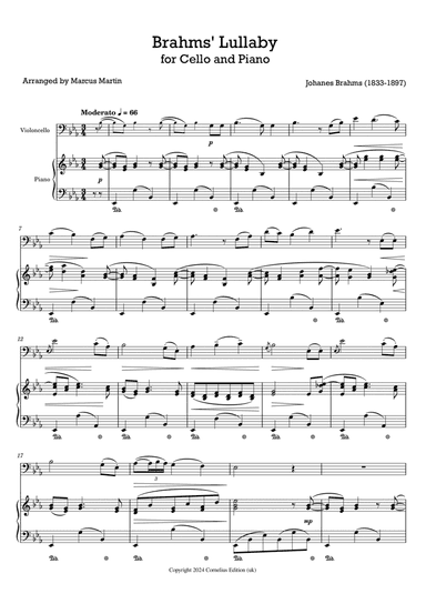 Brahms Lullaby (Wiegenlied) Op 40 No 4