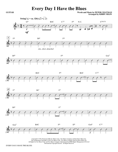 Every Day I Have the Blues (arr. Kirby Shaw) - Guitar