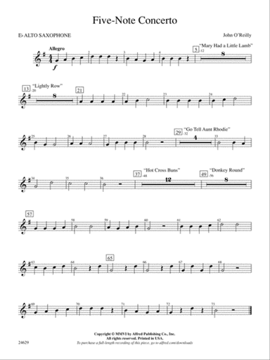 Five-Note Concerto: E-flat Alto Saxophone