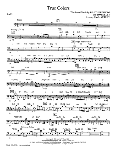 True Colors (arr. Mac Huff) - Bass