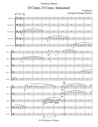 O Come, O Come, Immanuel (Emmanuel) - Trombone Quintet