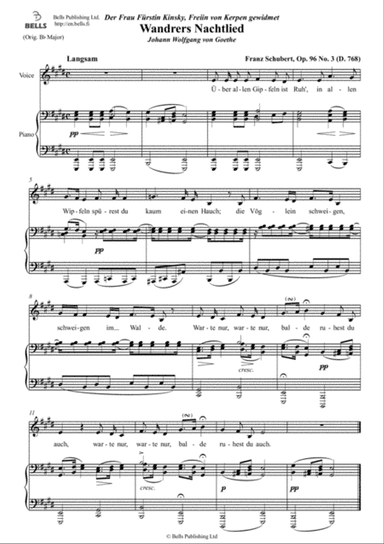 Wandrers Nachtlied, Op. 96 No. 3 (D. 768) (E Major)
