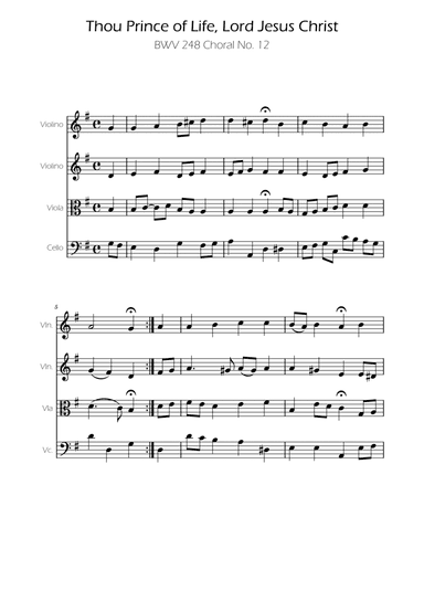 Thou Prince of Life, Lord Jesus Christ - Bach - String Quartet