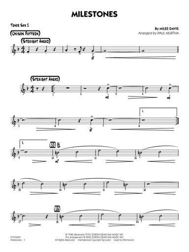 Milestones (arr. Paul Murtha) - Tenor Sax 2