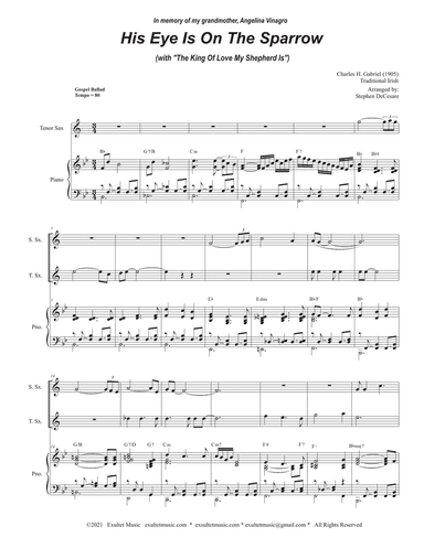 His Eye Is On The Sparrow (with "The King Of Love My Shepherd Is") (Duet for Soprano & Tenor Sax)