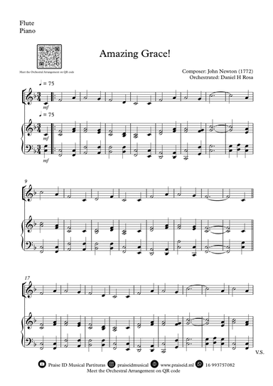 Amazing Grace How Sweet the sound - Easy Flute and Piano