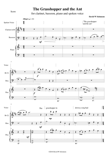The Grasshopper and the ant (La cigale et la fourmi) English narrator, clarinet, bassoon and piano