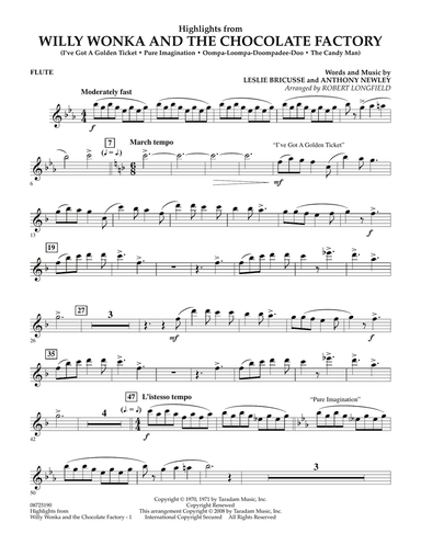 Highlights from Willy Wonka And The Chocolate Factory - Flute
