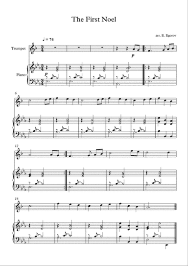 The First Noel, For Trumpet & Piano