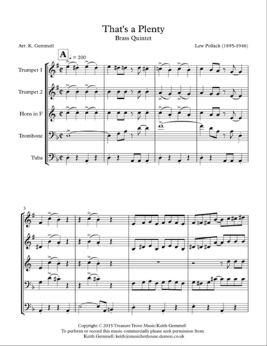 That's a Plenty: Brass Quintet