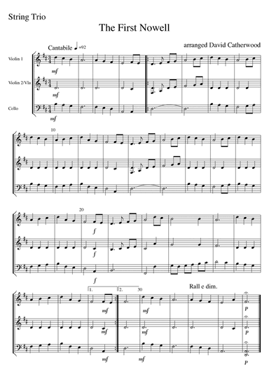 The First Nowell  - arranged for String Trio by David Catherwood