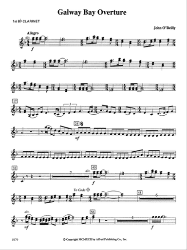 Galway Bay Overture: 1st B-flat Clarinet