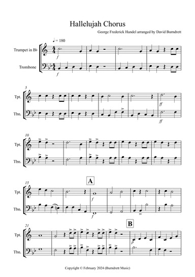 Hallelujah Chorus for Trumpet and Trombone Duet