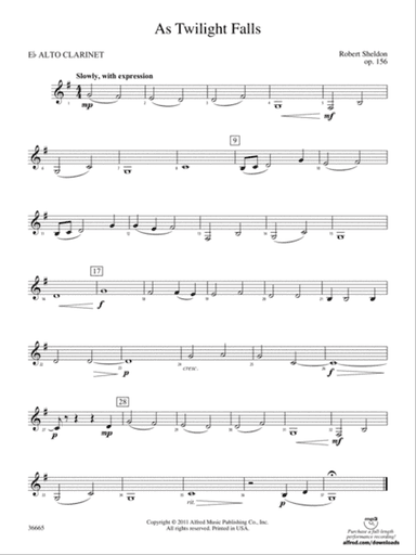 As Twilight Falls: (wp) E-flat Alto Clarinet
