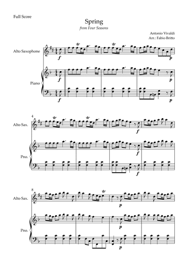 Spring (from Four Seasons of Antonio Vivaldi) for Alto Saxophone Solo and Piano Accompaniment
