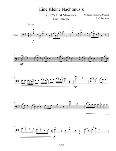 Eine Kleine Nachtmusik (A Little Night Music) for Cello Solo