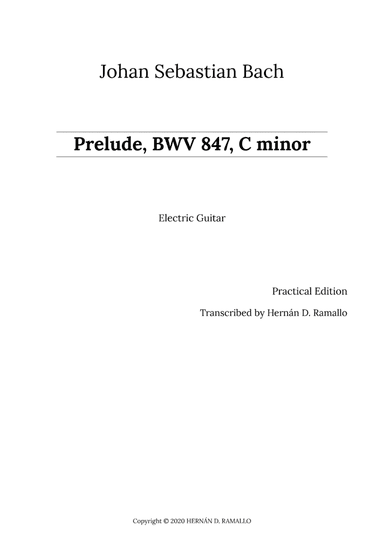 Johann Sebastian Bach: Prelude, BWV 847, in C minor (for electric guitar)