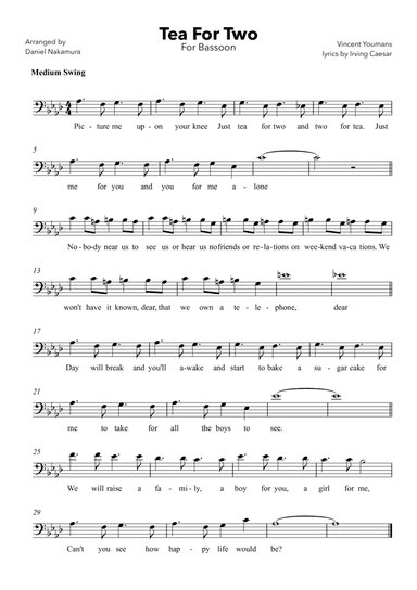 Tea For Two (For Bassoon with Lyrics)