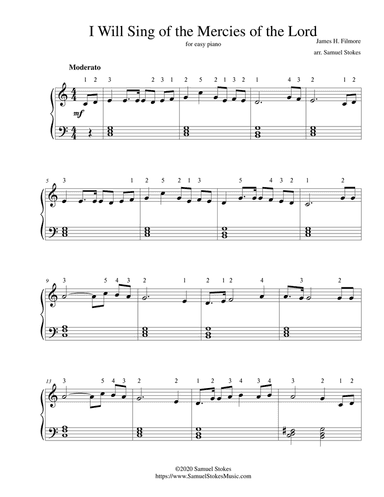 I Will Sing of the Mercies of the Lord - for easy piano