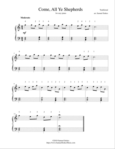 Come, All Ye Shepherds (Come, Shepherds, Rise!) - for easy piano