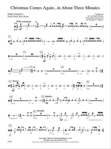Christmas Comes Again ... in About Three Minutes: 1st Percussion
