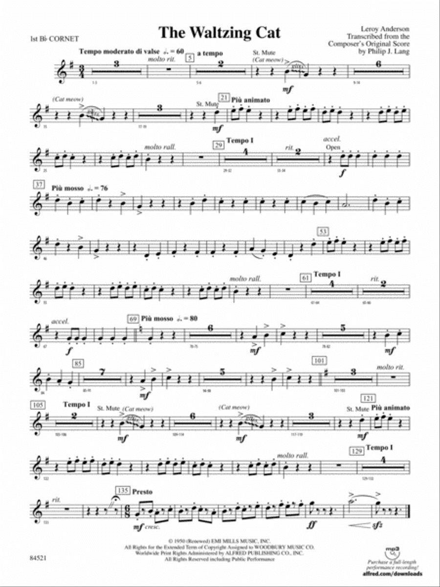 The Waltzing Cat: 1st B-flat Cornet