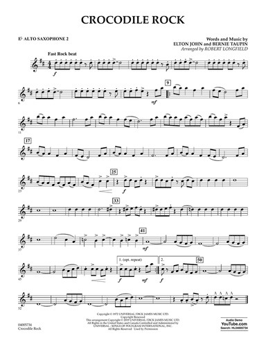 Crocodile Rock (arr. Robert Longfield) - Eb Alto Saxophone 2