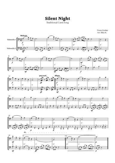 Silent Night for Cello Duet