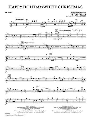Happy Holiday/White Christmas (arr. Ted Ricketts) - Violin 1