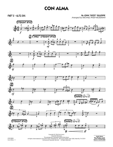 Con Alma (arr. Michael Mossman) - Part 2 - Alto Sax