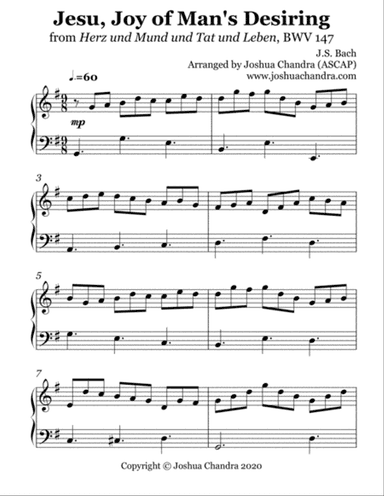 Jesu, Joy of Man's Desiring (Easy Piano)
