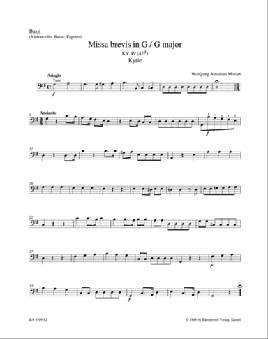 Missa brevis G major, KV 49 (47 d)