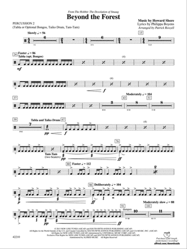 Beyond the Forest (from The Hobbit: The Desolation of Smaug): 2nd Percussion