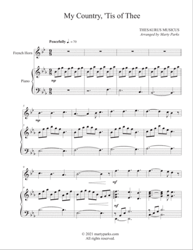 My Country, 'Tis of Thee (French Horn-Piano)