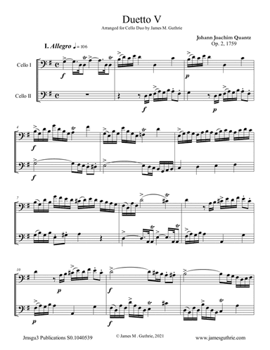 Quantz: Duetto Op. 2 No. 5 for Cello Duo