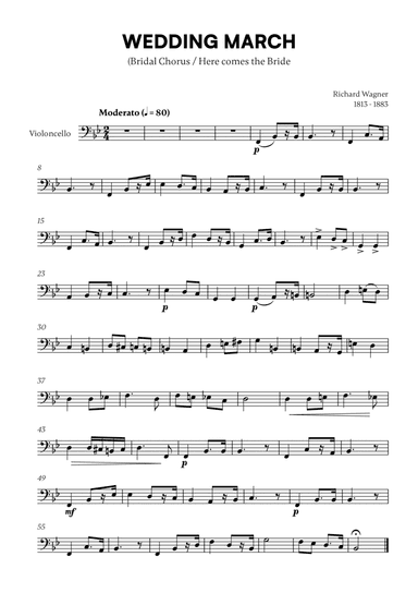 Richard Wagner - Wedding March (Here comes the Bride) (for Cello Solo)