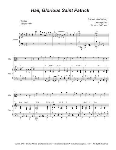 Hail, Glorious Saint Patrick (Viola solo and Piano)