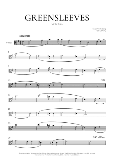 Greensleeves (Viola Solo) - English Folk Song