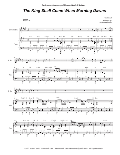 The King Shall Come When Morning Dawns (Baritone Saxophone and Piano)