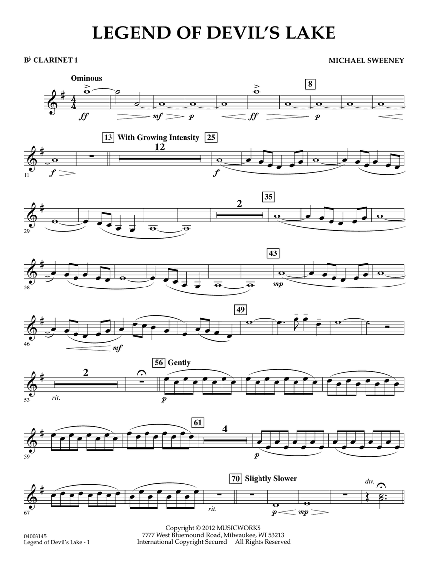 Legend Of Devil's Lake - Bb Clarinet 1