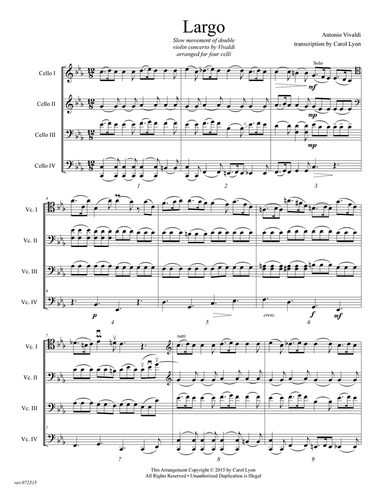 CELLO QUARTET SWIPES: VIVALDI Adagio Transcription for 4 cellos