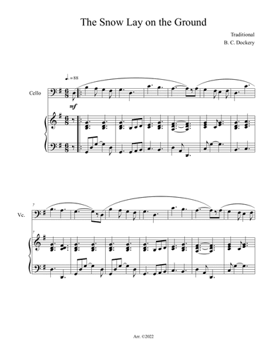 The Snow Lay on the Ground (Cello Solo with Piano Accompaniment)